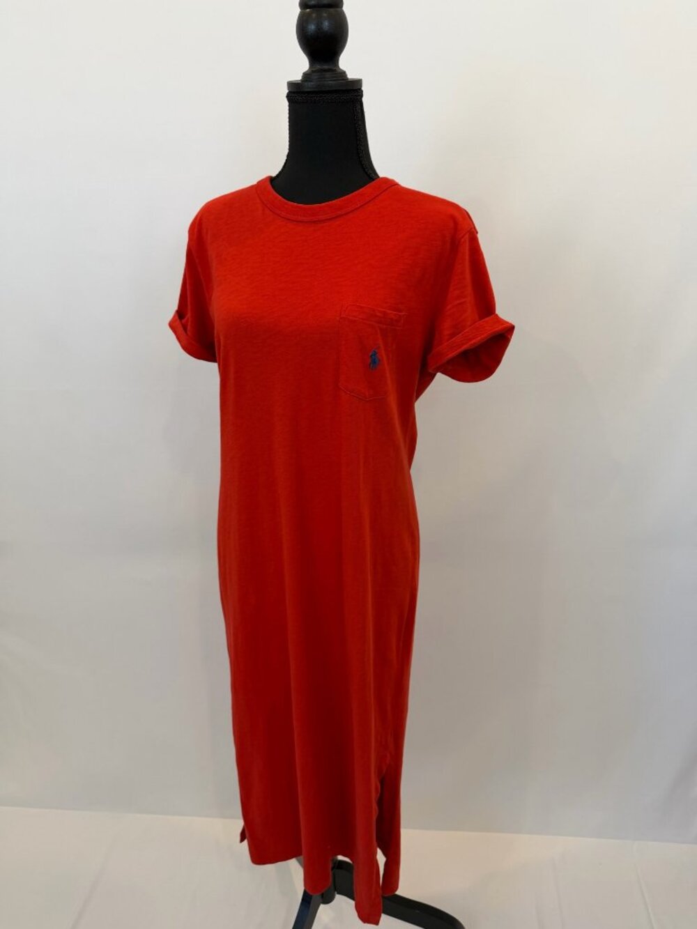 Polo Ralph Lauren Red Cotton Jersey Pocket Tee Maxi Dress M NWOT